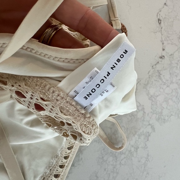 Beige Crochet One-Piece Swimsuit - Picture 8 of 9